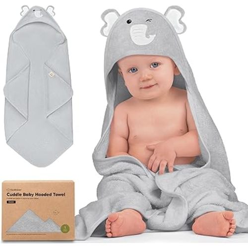 KeaBabies Baby Hooded Towel - Viscose Derived from Bamboo Baby Towel, Toddler Bath Towel, Infant Towels, Large Hooded Towel, Soft Baby Towels with Hood for Girls, Babies, Newborn Boys (Elephant)