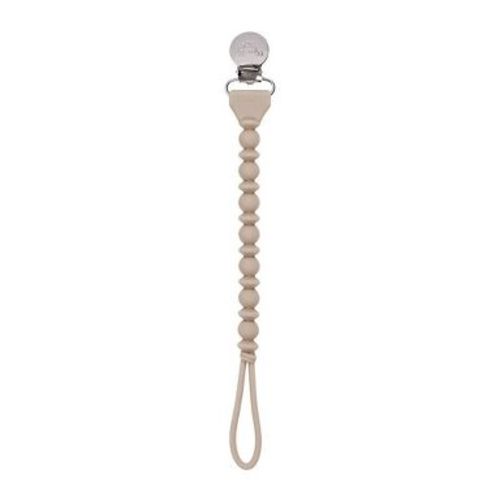 Itzy Ritzy Beaded Pacifier Clip - Universal Fit, Silicone Holder - Toast