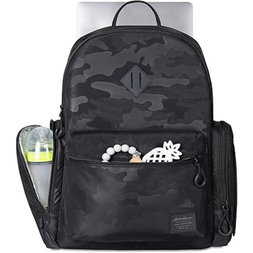 Amazon.com: NOJO Eddie Bauer Camo Backpack Diaper Bag - Black & Gray : Baby