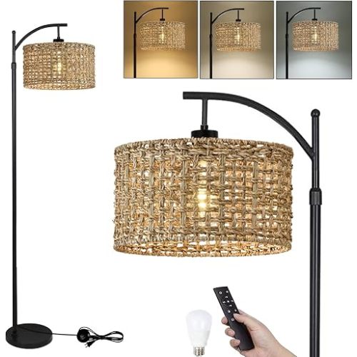 Arc Floor Lamp Farmhouse Boho Floor Lamps Rustic Standing Lamp Tall Lamp