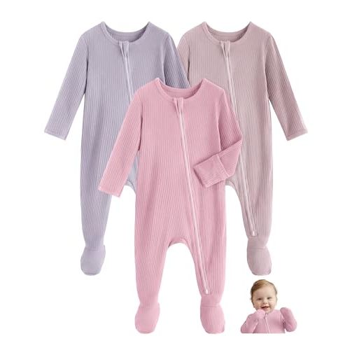 Unnivoll Rayon Made From Bamboo Baby Pajamas Baby Sleepers for Newborn 0-3 3-6 6-9 Months Footie Pjs Baby Boys Girls Clothes