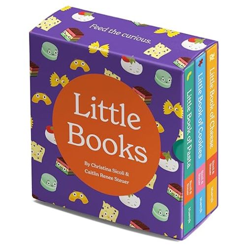 BlueMilk Little Books Culinary Collection Future Foodie 3 Board Book Box Set Pasta Cookies Cheese Phonics and Rhymes Baby Shower Gift 0-12 Months Toddler Book Ages 1-4 Years