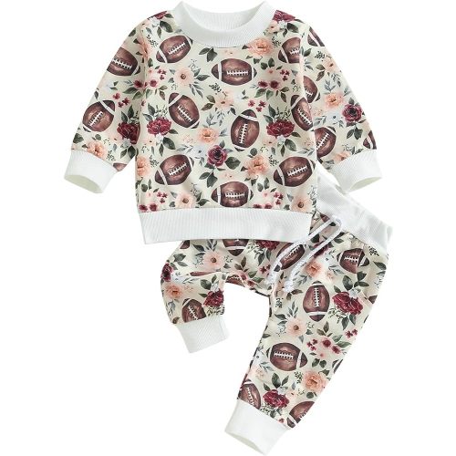 Kaipiclos Toddler Baby Girl 2Pcs Outfits Long Sleeve Flower Sweatshirt Elastic Waist Pants Cute Fall Winter Clothes Set