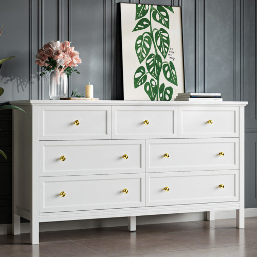Winston Porter 7 Drawer Dresser, Modern Dresser With Gold Handles & Reviews | Wayfair