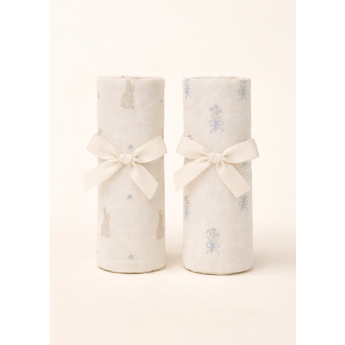 Bunny & Lily of the Valley - Muslin Swaddle Blanket Set
