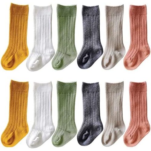 QandSweat Unisex-Baby Knee High Socks Seamless Toddler Boy Girls Cotton Uniform Stockings