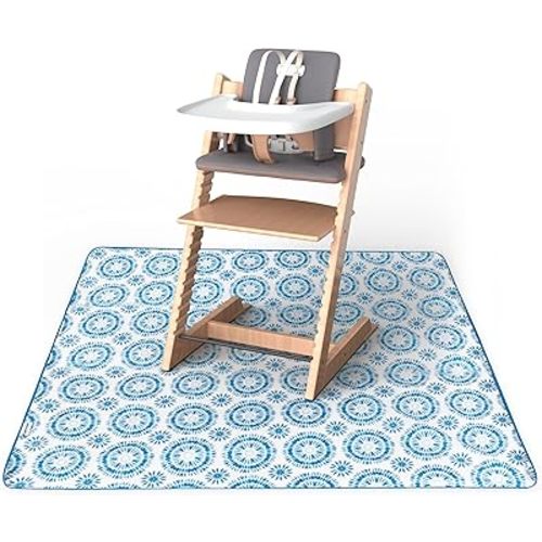 Tiny Twinkle Splat Mat for Under High Chair or Table | 51" x 51" Waterproof & Mess-Proof High Chair Mat for Baby, Machine Washable for Mealtime or Art(Tie Dye)