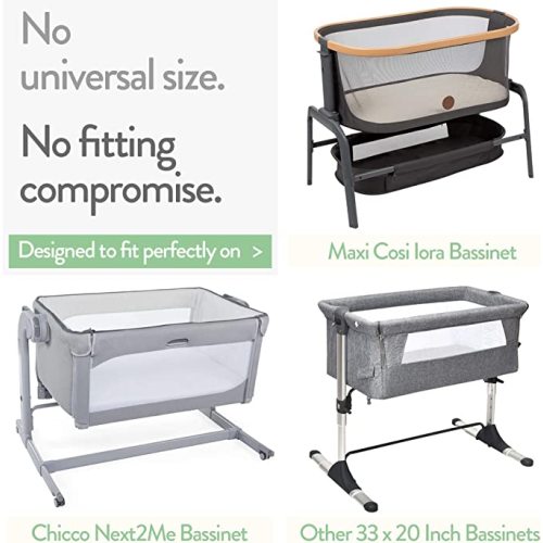 Bedside Sleeper Bassinet Fitted Sheets 33x20 for Maxi COSI Iora, Koola Baby, Baby Joy, Angelbliss, Kidsclub Bedside Bassinet – 100% Jersey Cotton – Light + Dark Sage Green – 2 Pack