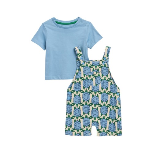 Solid T-Shirt & Shortalls Set, 9-12M