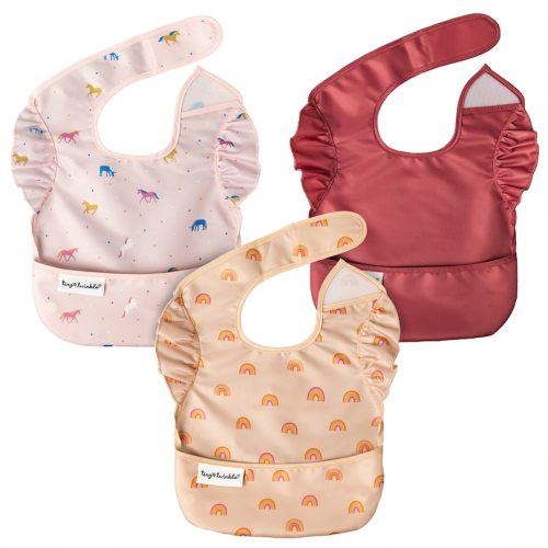 Mess-Proof Easy Bibs, Unicorn/Rainbow/Burgundy, Set Of 3