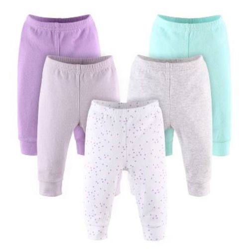 The Peanutshell 5-pack Baby Pants, Pastel Dot Print, Newborn
