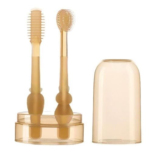 1Set Toothbrush,Infant Toothbrush 360 Degree Cleaning Dental Care Silicone Tongue Brush Bath for Infants Carrot 0-18M Infant Toddler