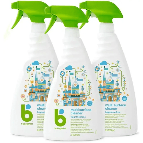 Babyganics Multi Surface Cleaner, Fragrance Free, For Hard Surfaces, Glass, Stainless Steel, Tiles, and Walls, 32 Fl Oz Spray Bottle (Pack of 3)
