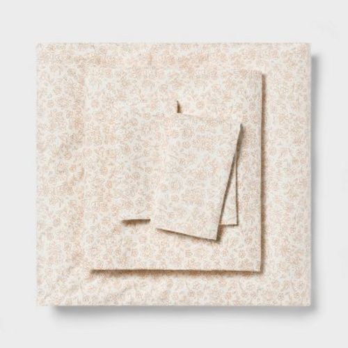 Twin/twin Xl Microfiber Sheet Set Orange Dusk Ditsy Floral - Room Essentials™: Polyester, Botanical Pattern, 170 Thread Count