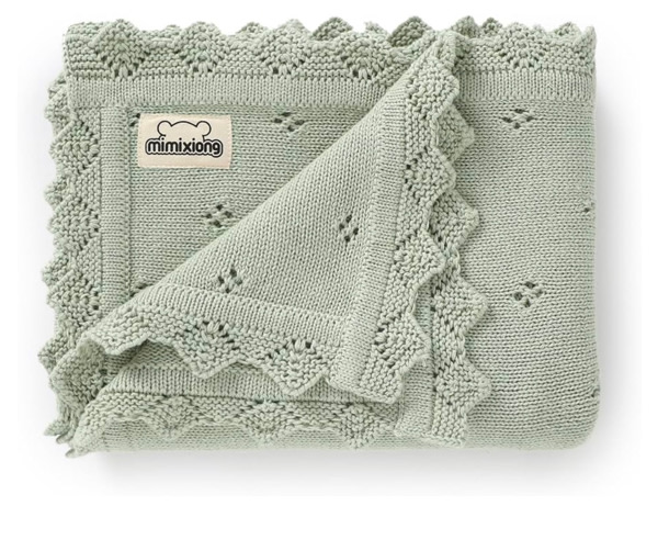 mimixiong Cotton Baby Blanket Knitted Crochet Receiving Crib