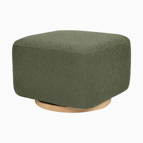 babyletto Kiwi Gliding Ottoman - Olive Boucle With Light Wood Base