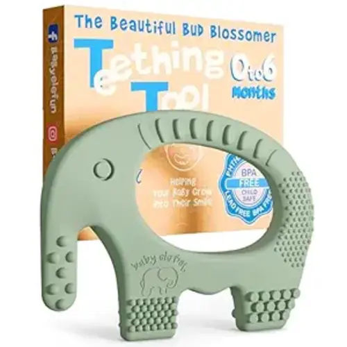 Teething Toys for Babies Age 0 to 6 Months - Baby Elefun 5X Pain Relief Smart Teether - Zero Developmental Delay Silicone Baby Teething Toy Ring - Cute Infant Shower Gift Chew Toy for Babies