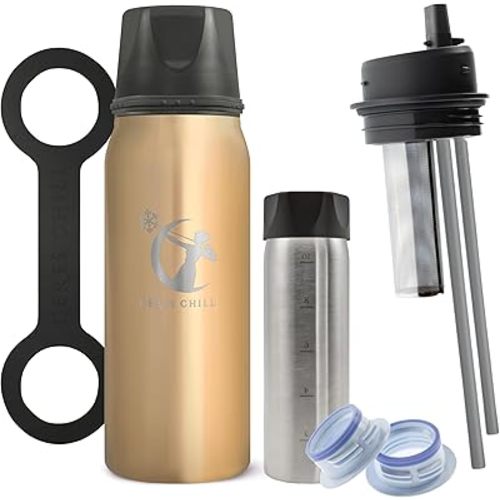 CERES CHILL OG Breastmilk Chiller Bundle with Straw Lid & Infuser – 12–34oz Portable Breast Milk Cooler & 2 Storage Bottles with Universal Pump Adapters – You’re So Golden