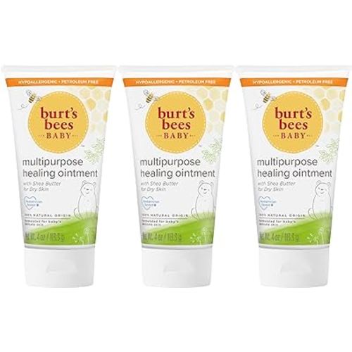 Burt's Bees Baby Diaper Balm, Multipurpose Healing Ointment Softens & Calms Dry Skin, Eczema Safe, with Shea Butter, Plant Based Formula, Pediatrician Tested, 4 Oz (Pack of 3)