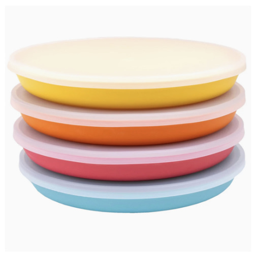 WeeSprout | Bamboo Plates with Silicone Lids | Set of 4 | Bright