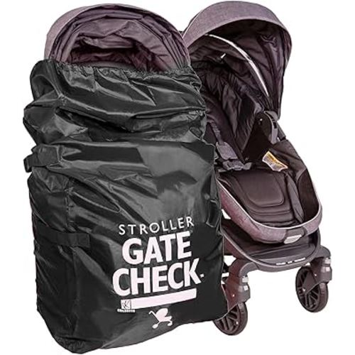 J.L. Childress Gate Check Bag for Single & Some Double Strollers - Travel Bag for Airplane, Fits Most Standard Baby Strollers, Airport Accessories Gate Check, Flying Essentials - Black