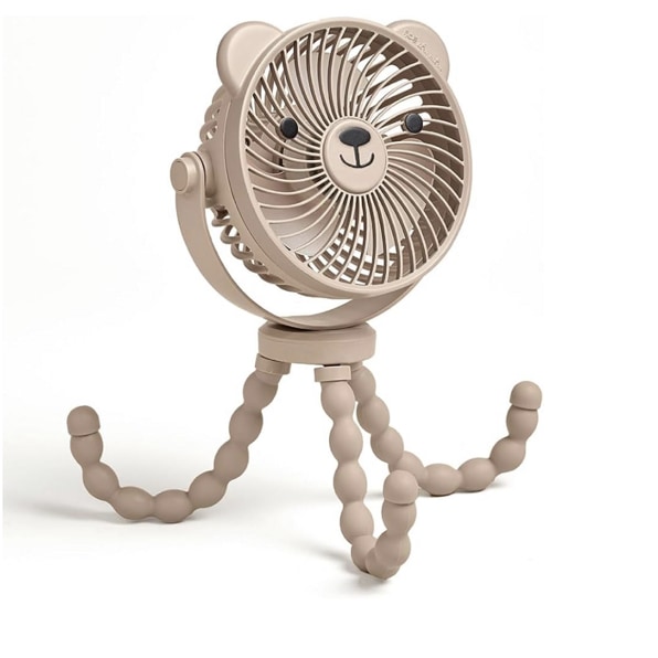 Itzy Ritzy Stroller Accessory - Features 360 Degree Swivel Design, Tilting & Flexible, Easy-Attach Wraparound Legs (Bear) - 3-Speed Stroller Fan