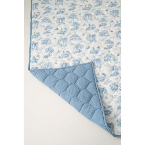 Spring Toile Blue Quilted Playmat - Organic Cotton Baby Playmat – The Gilded Bird US