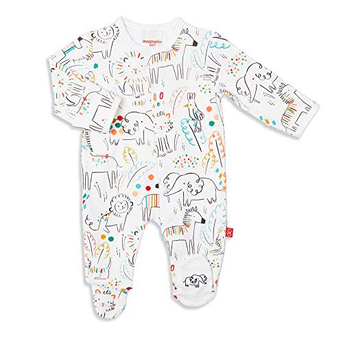 Magnetic Me Footie Pajamas - 100% Organic Cotton Baby Pajamas - Quick Magnetic Fastener Sleeper for Baby Boy and Girl