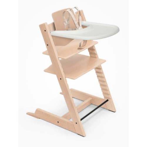 Stokke Tripp Trapp Toddler High Chair + Natural With Beige Harness + White Tray