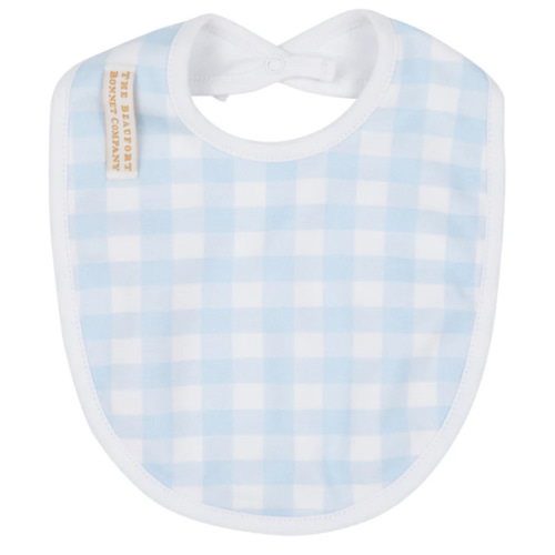 Burp Me Bib - Buckhead Blue Gingham with Worth Avenue White