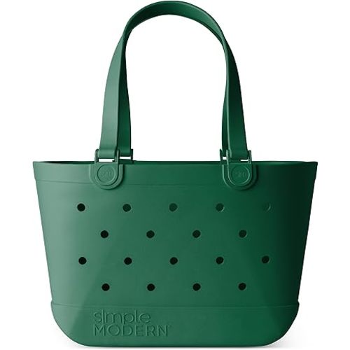 Simple Modern Beach Bag Rubber Tote | Waterproof Large Tote Bag with Zipper Pocket for Beach, Pool Boat, Groceries, Sports | Getaway Bag Collection | Forest