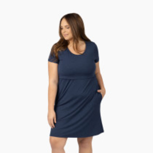 Kindred Bravely Eleanora Maternity and Nursing Lounge Dress - Navy Heather, Large
