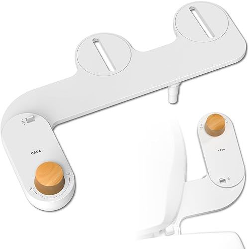 VOVO Basic 9, Real Bamboo Handle, Wash feature, Self-cleaning nozzle, Non-electric Bidet Attachment for Toilet Seat, Adjustable Water Pressure