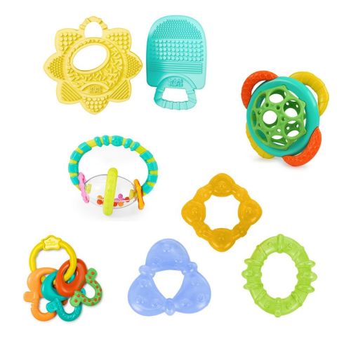 Bright Starts Teeth Relief 8pc Gift Set Easy-grasp Baby Teethers