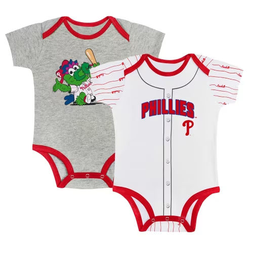 Newborn & Infant Philadelphia Phillies Gray/White Two-Pack Play Ball Bodysuit Set