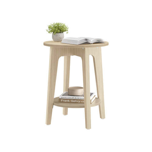 VASAGLE Small Round End Table with Lower Shelf