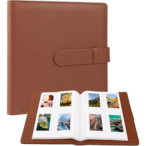 256 Photos Album for Fujifilm Instax Mini Camera/Polaroid 2”x3” Pictures, 2x3 Photo Album Book for Fujifilm Instax Mini 11 12 evo 9 90 70 40 8 Instant Camera & Instax Mini Instant Film,Brown