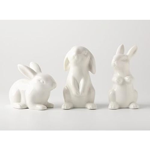 Ceramic Bunny Rabbits Ceramic Bunny Figurine Rabbit Decor, Porcelain Modern Art Home Decoration, Statues for Home Decor Easter Bunny Rabbits Bunny Decor (Porcelain White)