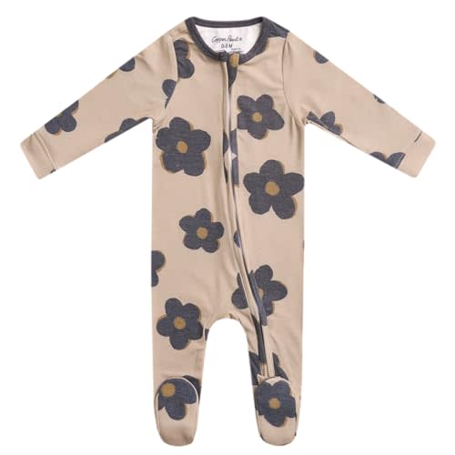Copper Pearl Zip-up Footie Gemma in Tan