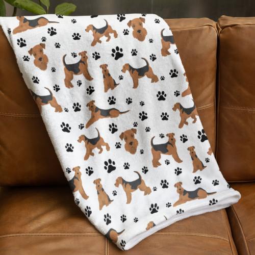 Airedale Terrier Blanket, Velveteen Plush, Dog Mom Gift, Couch Throw, Pet Bedding, New Puppy Present, Baby Toddler Blankie, Full Queen Size