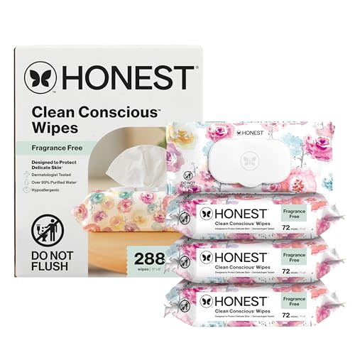 The Honest Company Hypoallergenic Multi-Use Baby Wipes for Sensitive Skin, Rose Blossom, 288 Count