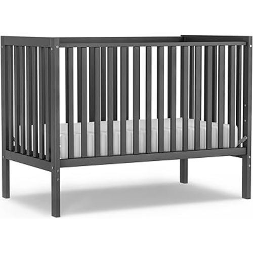Baby Crib 5-in-1 Convertible, Wood Full Size Toddler Bed for Small Baby, Made of Sustainable Natural Pinewood Cribs, Non-Toxic Finish, Simplistic Nursery Furniture (Storm Gray)