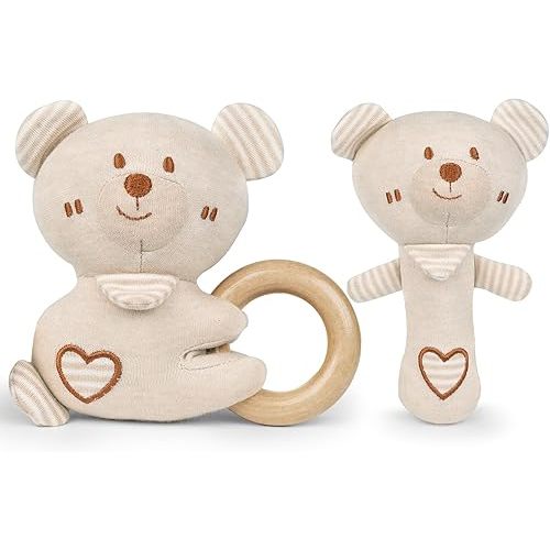 Baby Plush Rattle Toys Set, Bear Infants Stuffed Animal Plush Rattle Shaker Toy, 2 PCS