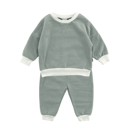 Graco Baby Toddler 2-Piece Sweatshirt and Joggers Set, Green/Cream