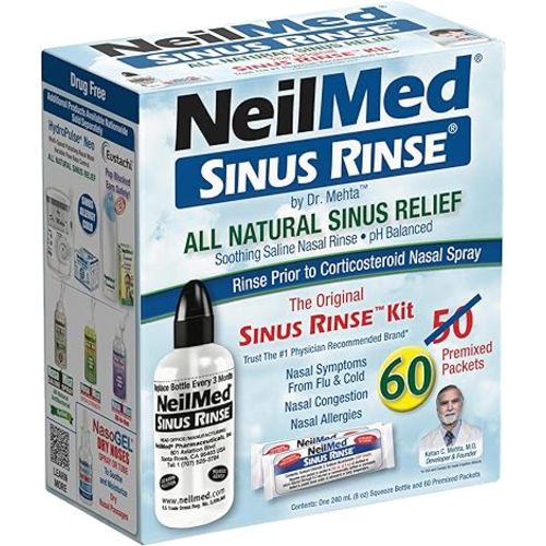 NeilMed Sinus Rinse - A Complete Sinus Nasal Rinse Kit, 50 count (Pack of 1) Count may vary