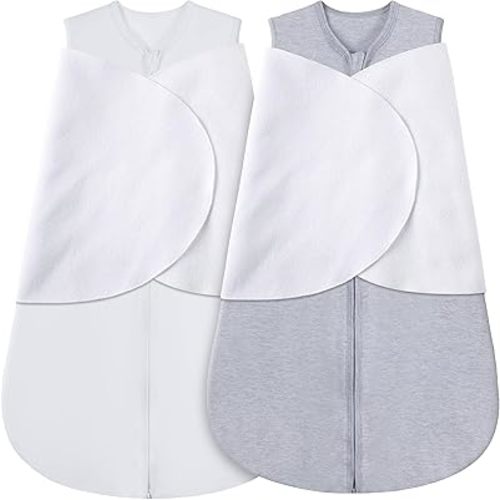 100% Cotton Newborn Sleep Sack Swaddle,3-6 Months,3-Way Adjustable Wearable Blanket,TOG 0.5，Swaddling sleeping bag