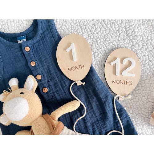 Baby Monthly Balloon Milestone Marker, Interchangeable Monthly Wooden Milestone Cards, Gift for Baby Shower Gift, Newborn Photo Prop