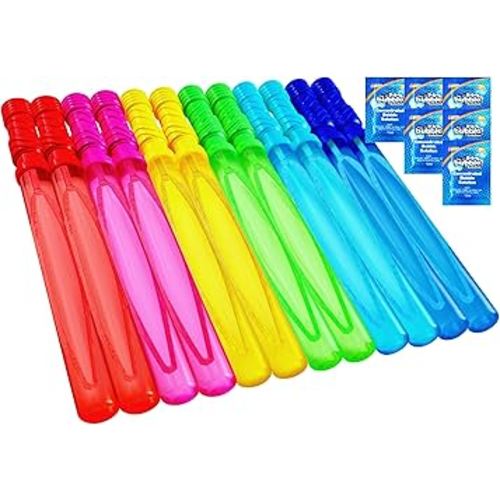 JOYIN 14.6’’ Big Bubble Wands for Kids, 6 PCS Bubble Wand with Bubbles Refill Solution for Summer Toy Party Favor, Outdoors Activity, Easter Basket Stuffers, Birthday Gift
