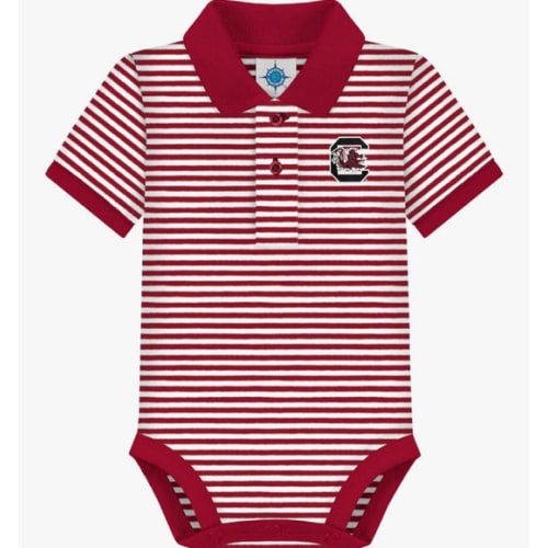 Creative Knitwear College Baby Striped Polo Bodysuit - Team Logo, Multiple Colors, for Boys & Girls (0-12 Months)