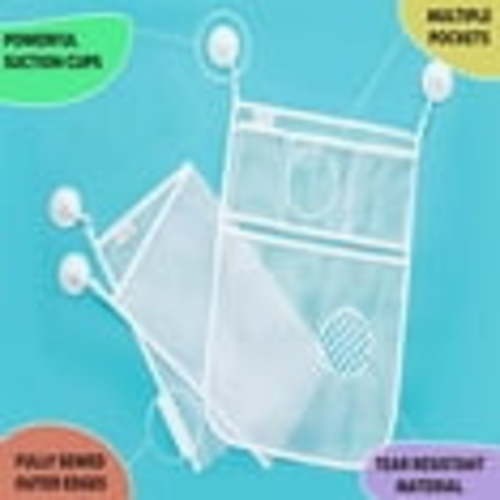 Sherry 2-Pack Mesh Bath Toy Organizer + Extra Strong Hooks Bathtub Toy Holder Bathroom Shower Shelf Multipurpose Mesh Bag Conveniently Stores Bath Toys (Upgraded + Enhanced)